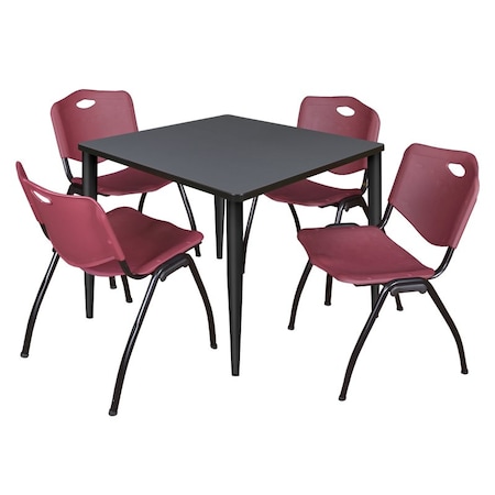 Regency Kahlo Square Table & Chair Sets, 36 W, 36 L, 29 H, Wood, Metal, Plastic Top, Grey TPL3636GYBK47BY